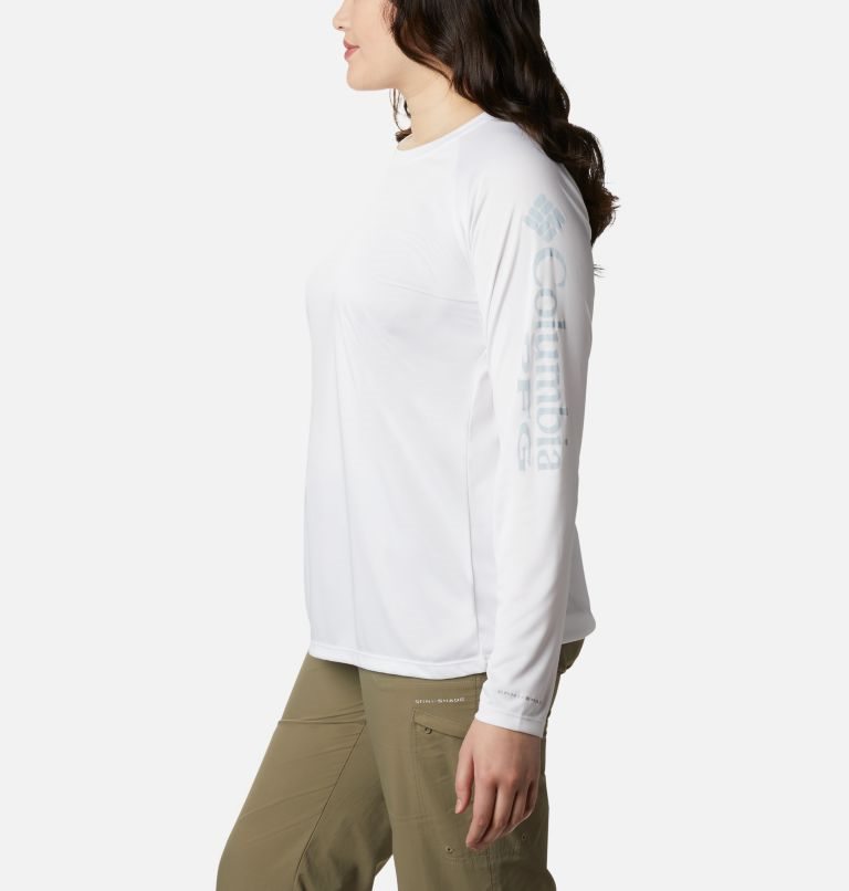 Women's Columbia PFG Tidal Tee II Long Sleeve Sweatshirts White | Plus Size CA-LC516